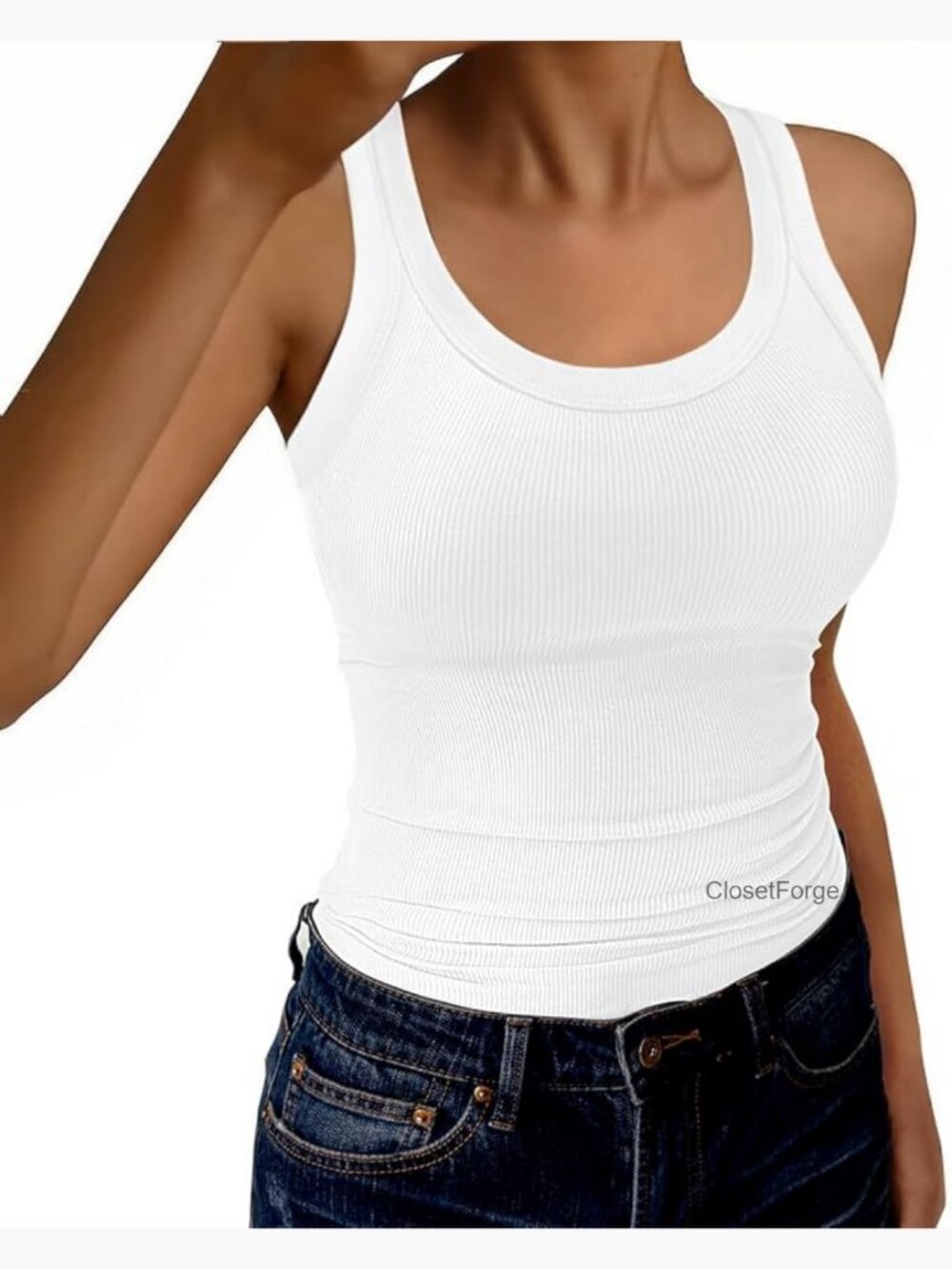 Scoop Neck Racerback Tank Top Slim Fit Sleeveless Tee